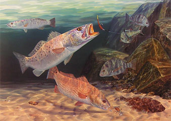 "Jetty Junkies" by fish artist Randy McGovern