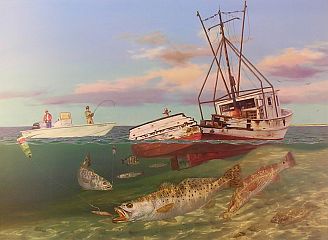 "Shrimp Wreck" by fish artist Randy McGovern